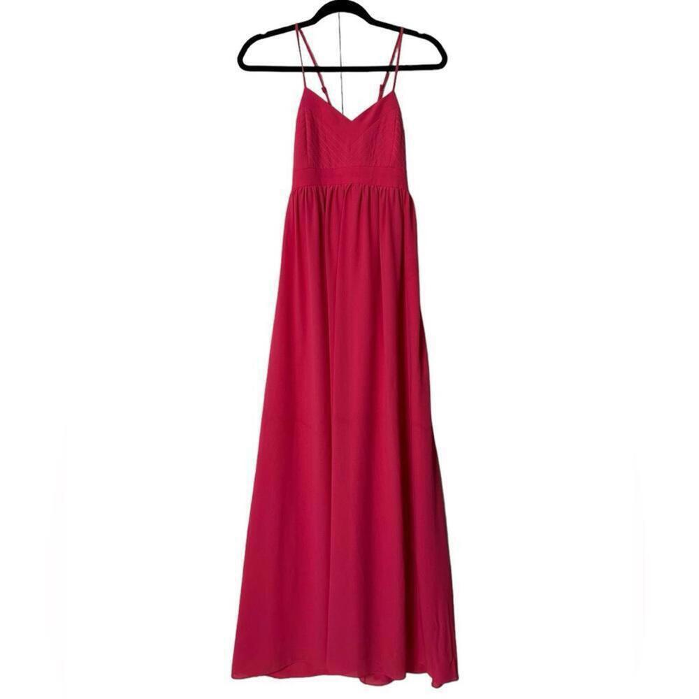 Badgley Mischka l Pink Cross Back Maxi Gown Size 2 - Picture 2 of 9
